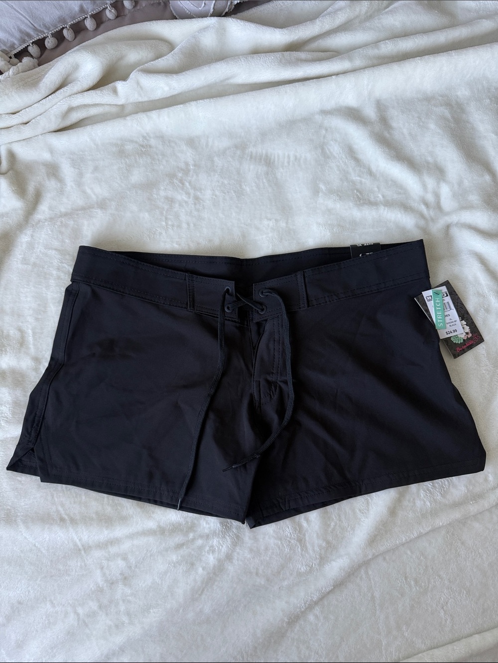 Black Athletic Swim Shorts with Drawstring
